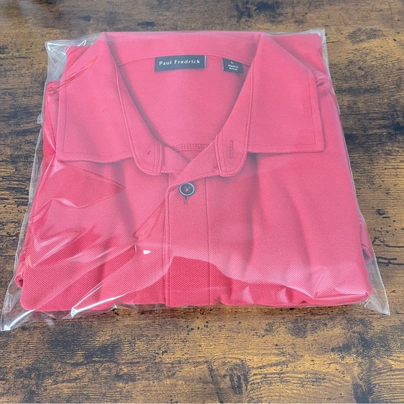 Paul Fredrick Men's Burgundy Cotton Blend Button Front Polo Size L - Picture 10 of 10